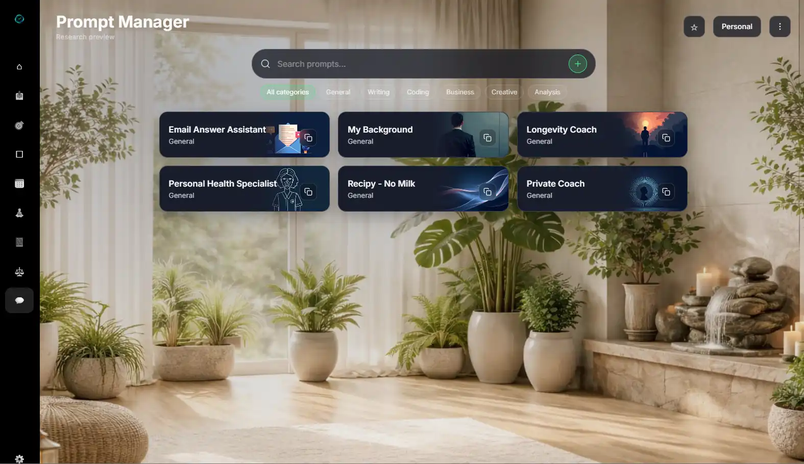 AI prompt manager and creator for reusable prompts